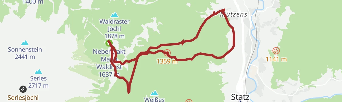 Route map: Quellenweg zum Kloster Maria Waldrast